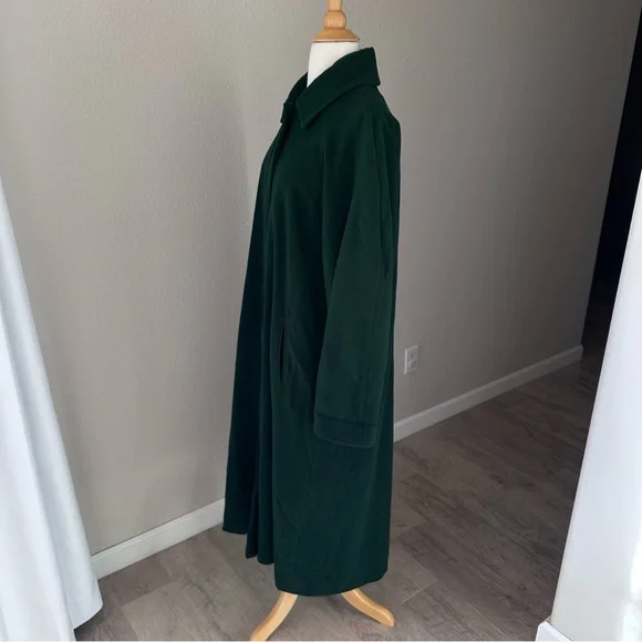 Casual Corner 100% Wool Dark Green Trench Over Coat - Picture 5 of 13